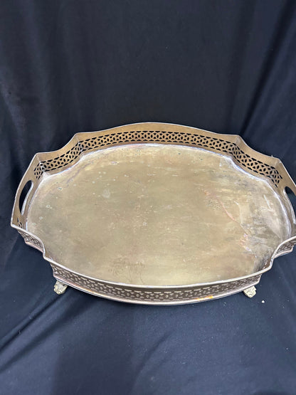 Vintage brass made thick gauge tray with jali cut design