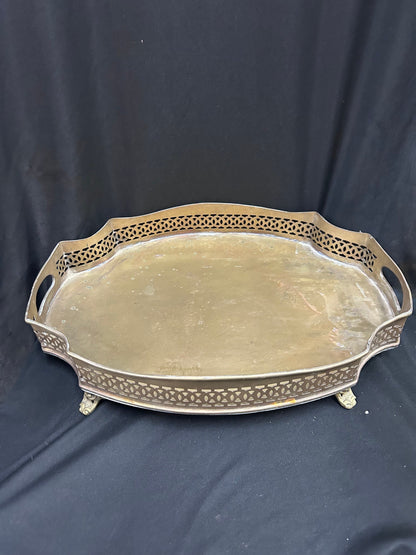 Vintage brass made thick gauge tray with jali cut design