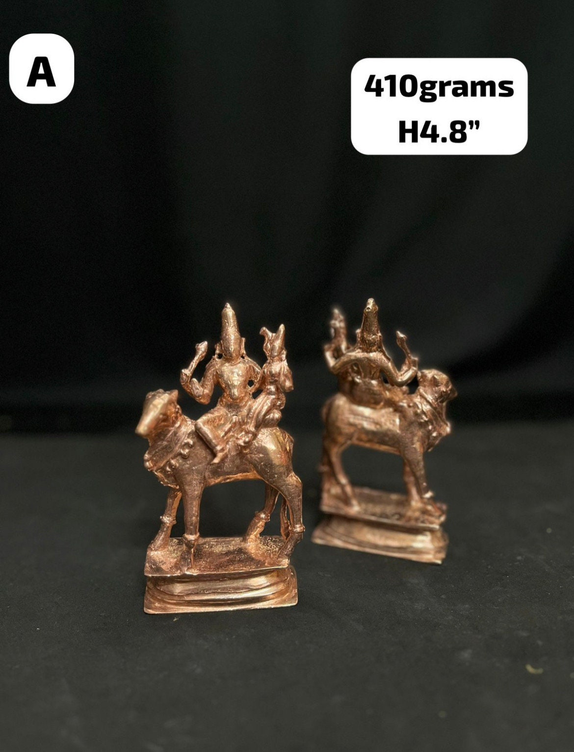 Prasiddh copper idols present copper idol of Pradosha moorthy / rishabharoodar gowri shankara , pandya mandalam style replica of an old idol