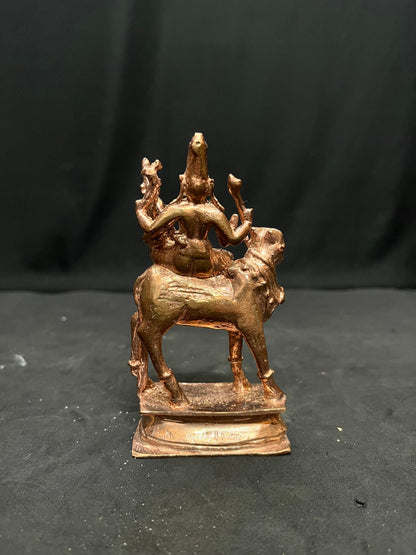 Prasiddh copper idols present copper idol of Pradosha moorthy / rishabharoodar gowri shankara , pandya mandalam style replica of an old idol