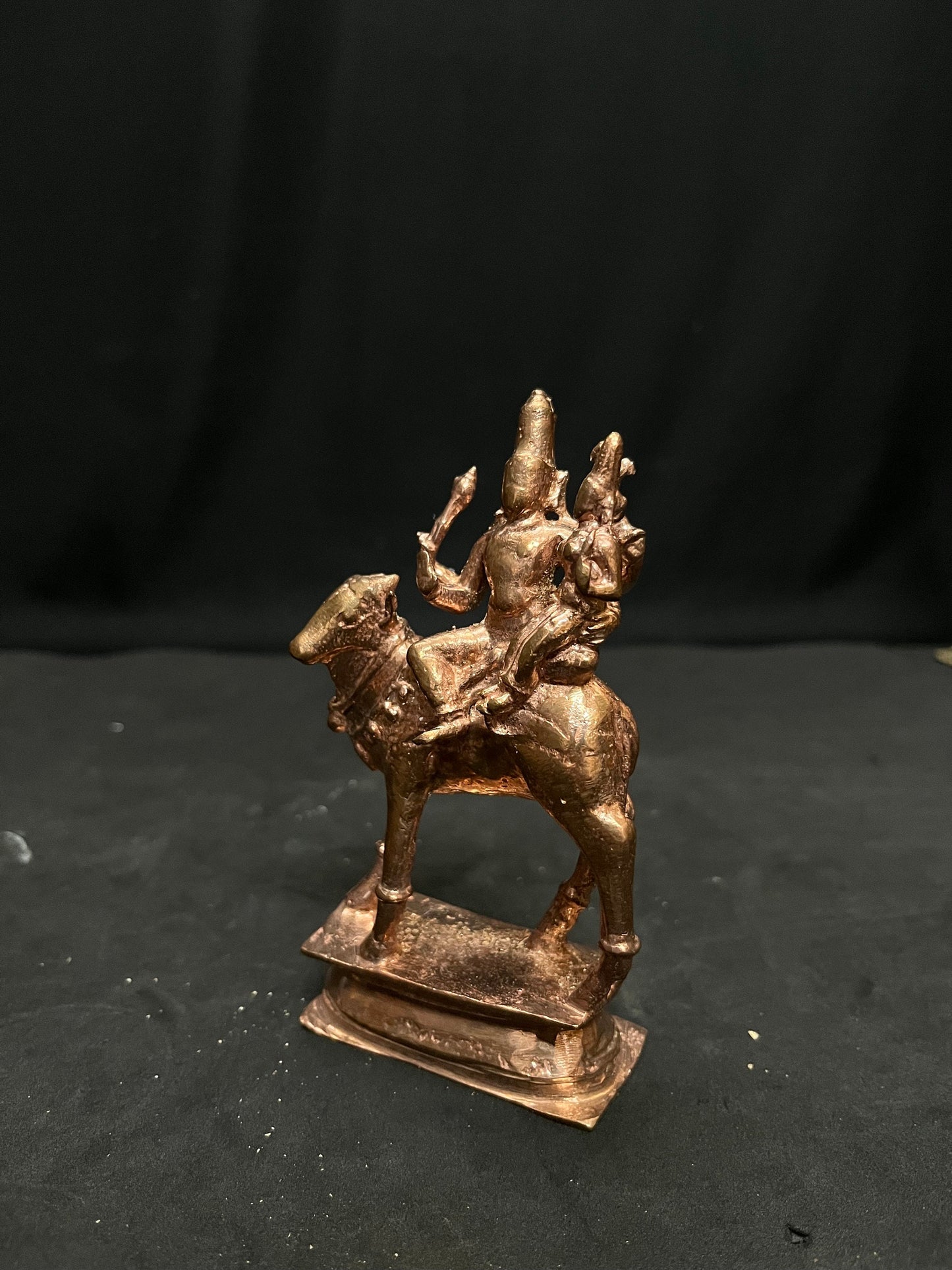 Prasiddh copper idols present copper idol of Pradosha moorthy / rishabharoodar gowri shankara , pandya mandalam style replica of an old idol