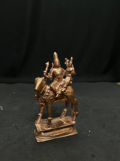 Prasiddh copper idols present copper idol of Pradosha moorthy / rishabharoodar gowri shankara , pandya mandalam style replica of an old idol