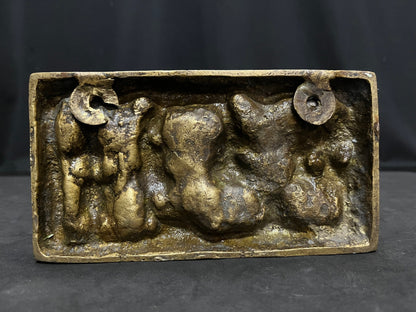 vintage bronze cast erotic art panel