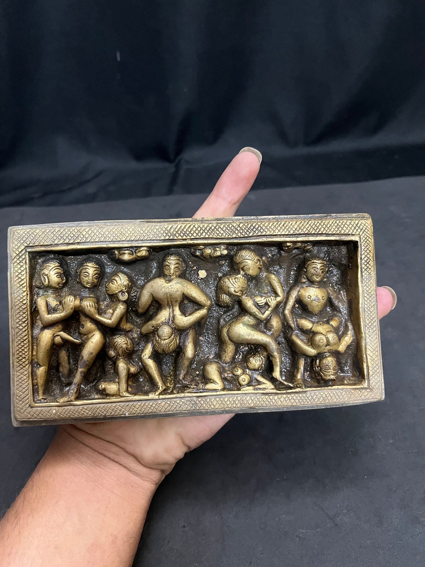 vintage bronze cast erotic art panel