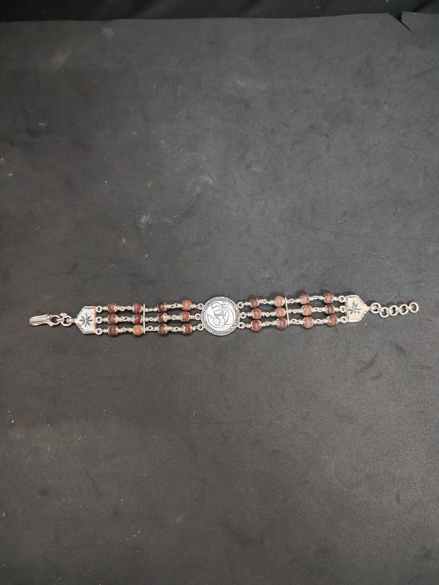 Silver made red sandal beads bracelet