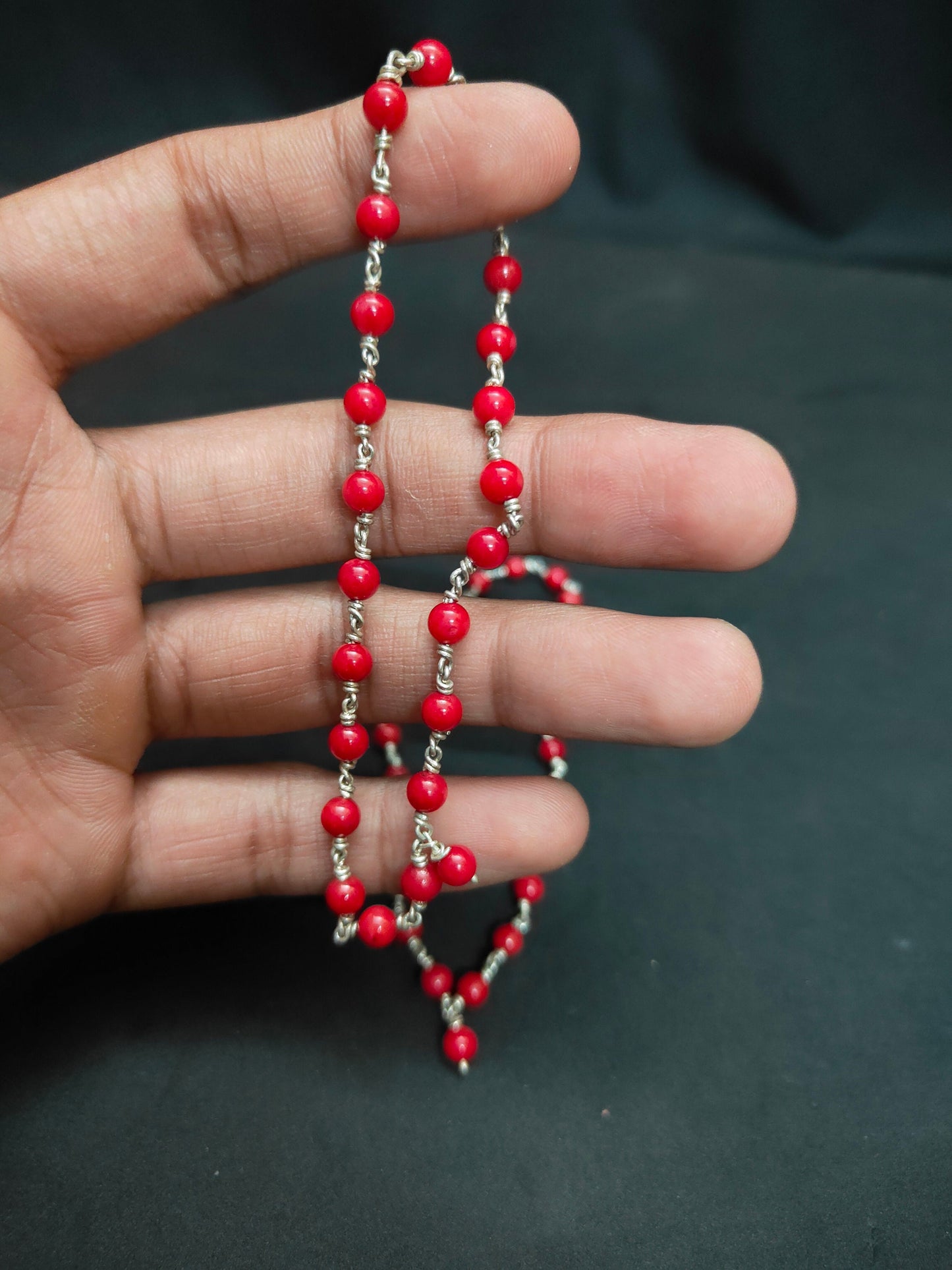 Silver made coral chain ( set of 2 )