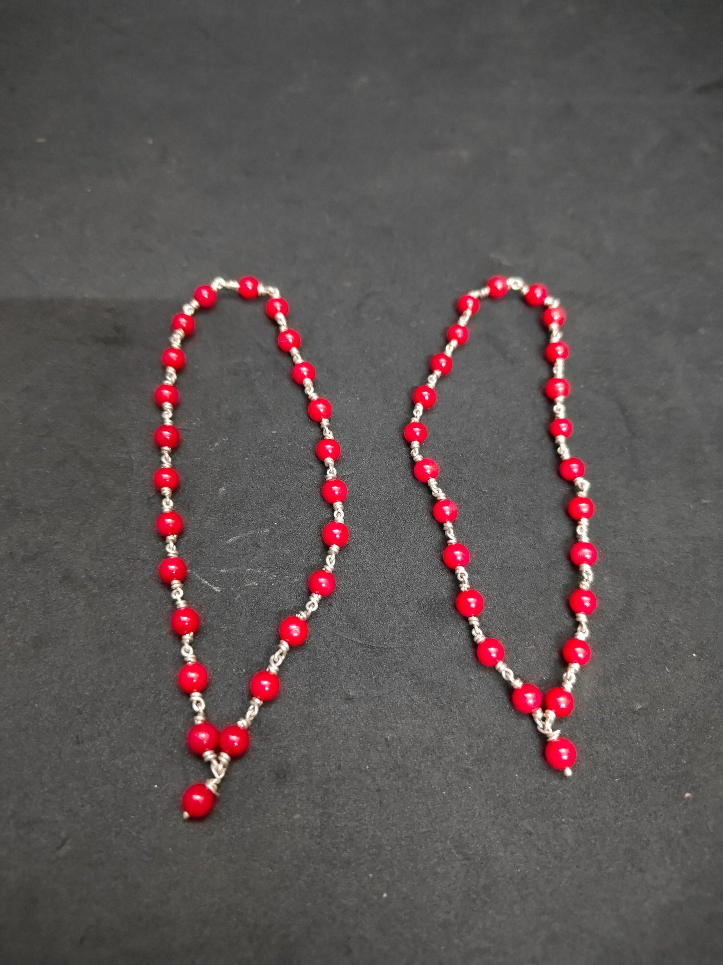 Silver made coral chain ( set of 2 )