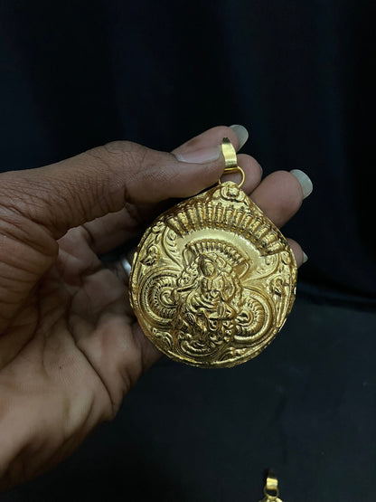 Silver made gold polished kalinga narthana pendant for alankaram