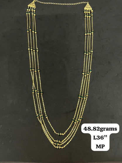 Silver made gold polished 4 layer traditional chain for alnkaram