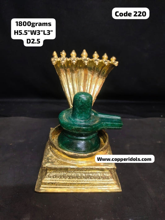 Green aventurine shiva linga on a Naaga peeta