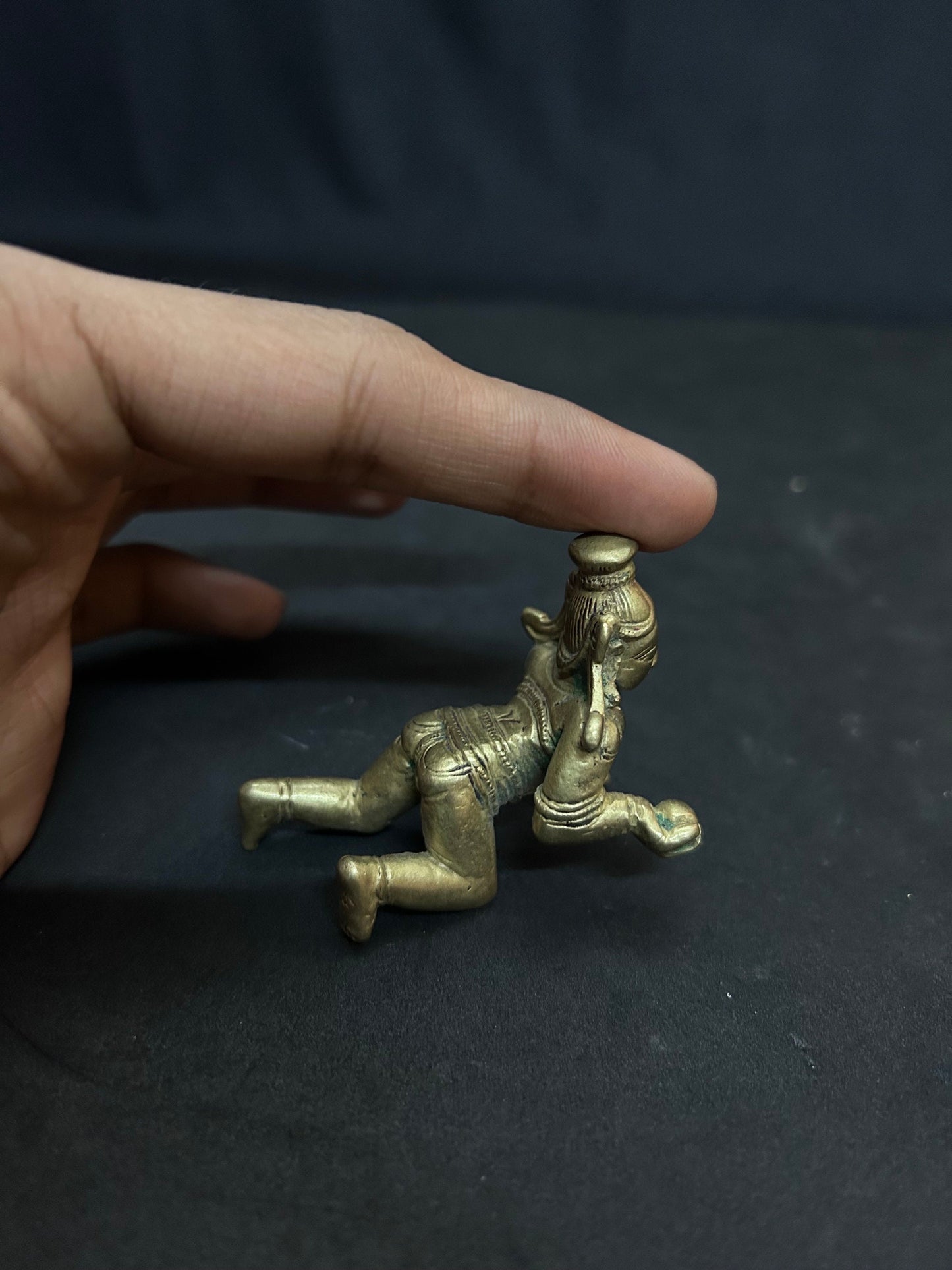 Vintage bronze cast Deccans tyle crawling krishna