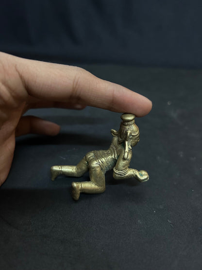 Vintage bronze cast Deccans tyle crawling krishna