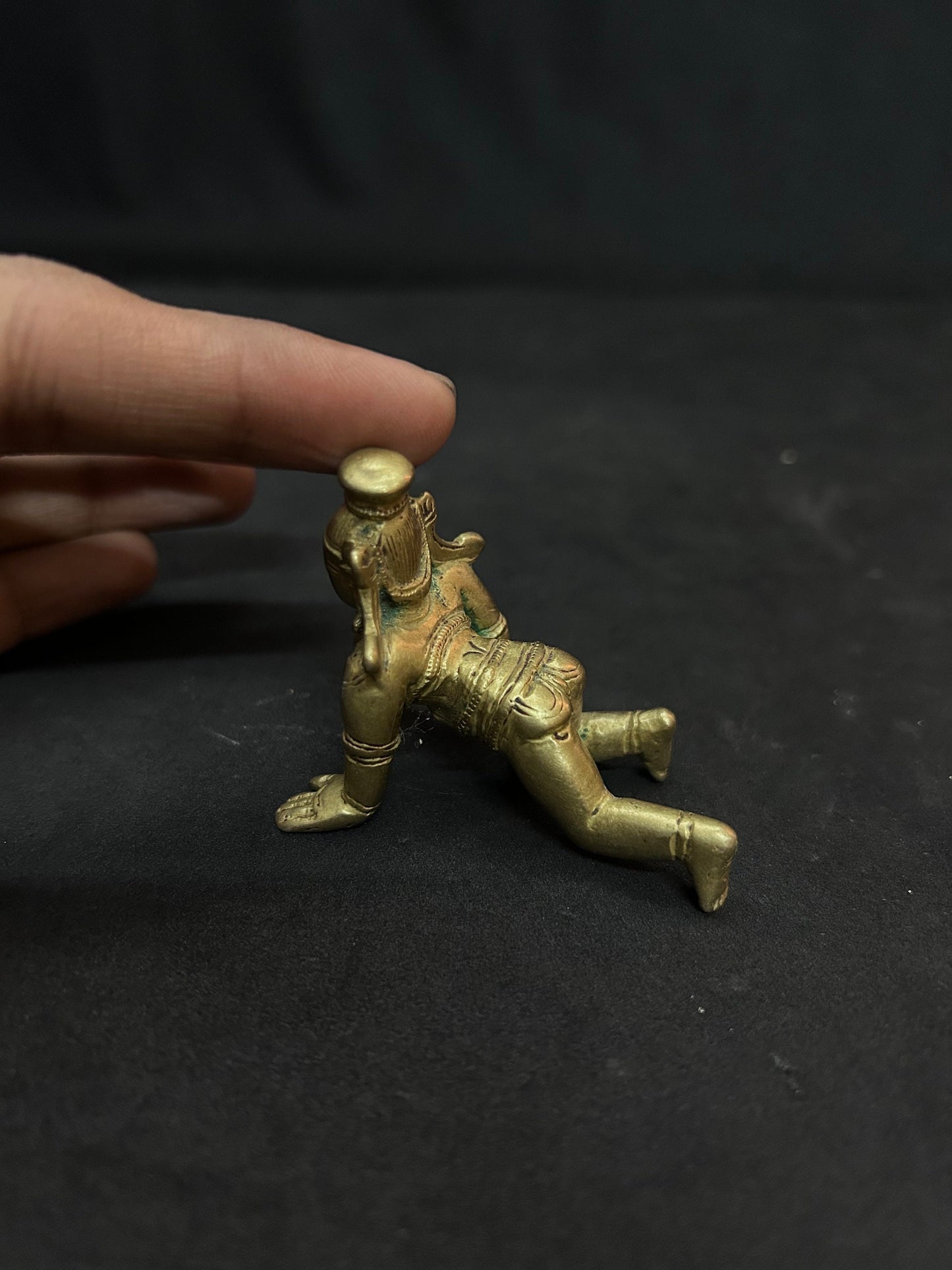 Vintage bronze cast Deccans tyle crawling krishna