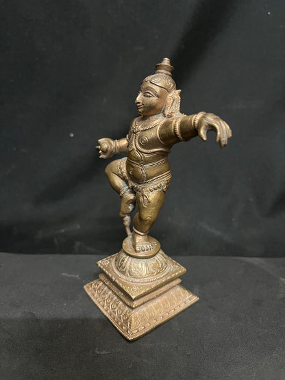 Vintage bronze cast Narthana Krishna idol