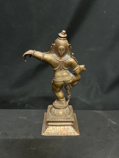 Vintage bronze cast Narthana Krishna idol