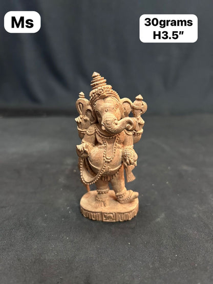 Sandalwood made Standing ganesha idol