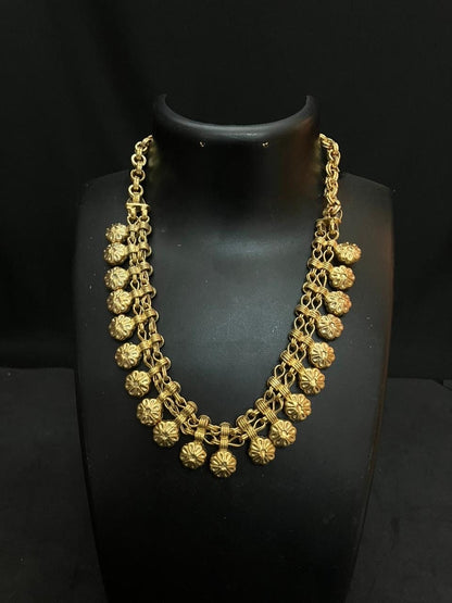 Vintage brass made gold polished Phoo mala flower mala necklace