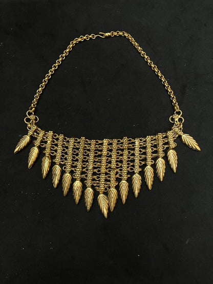 Vintage brass made gold polished tulsi mala necklace