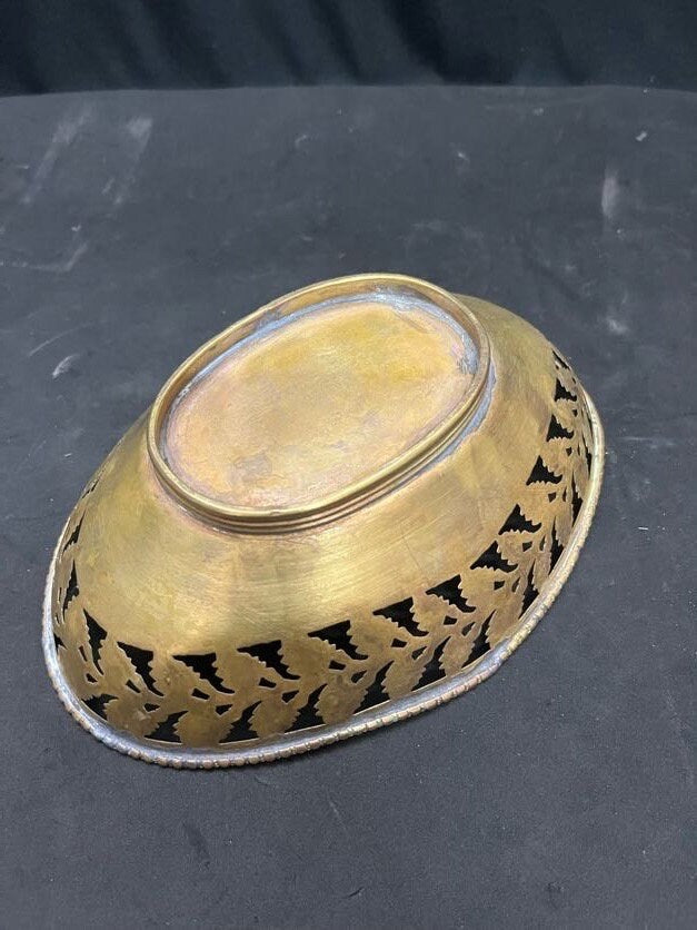 Vintage brass made flower bowl, jali cut design