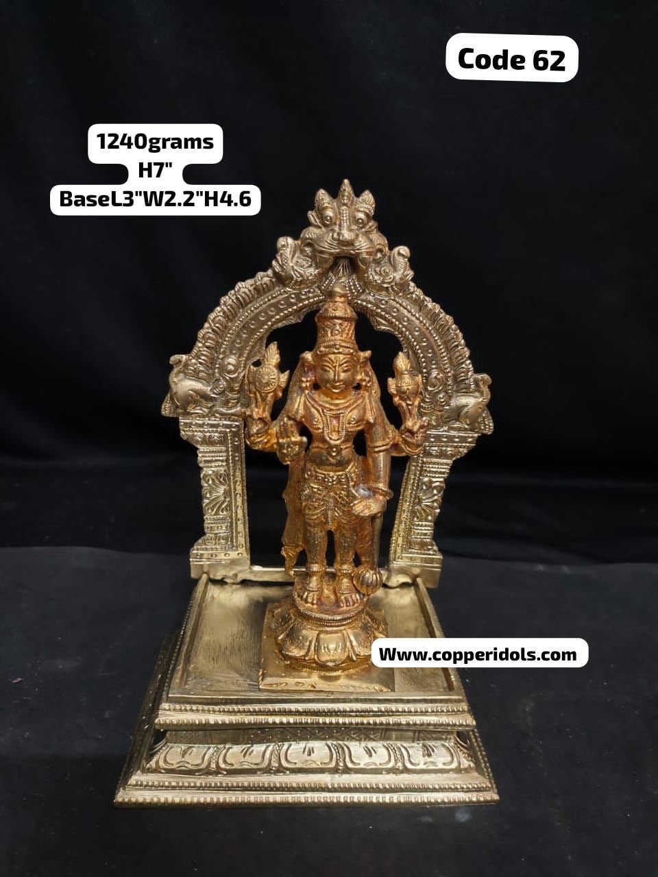 Panchaloham Peeta Prabhavali adorned copper idol of Srinivasa swamy