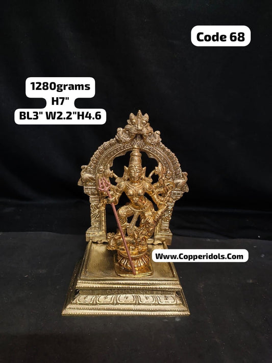 Panchaloha peetam Copper durga adorned idol