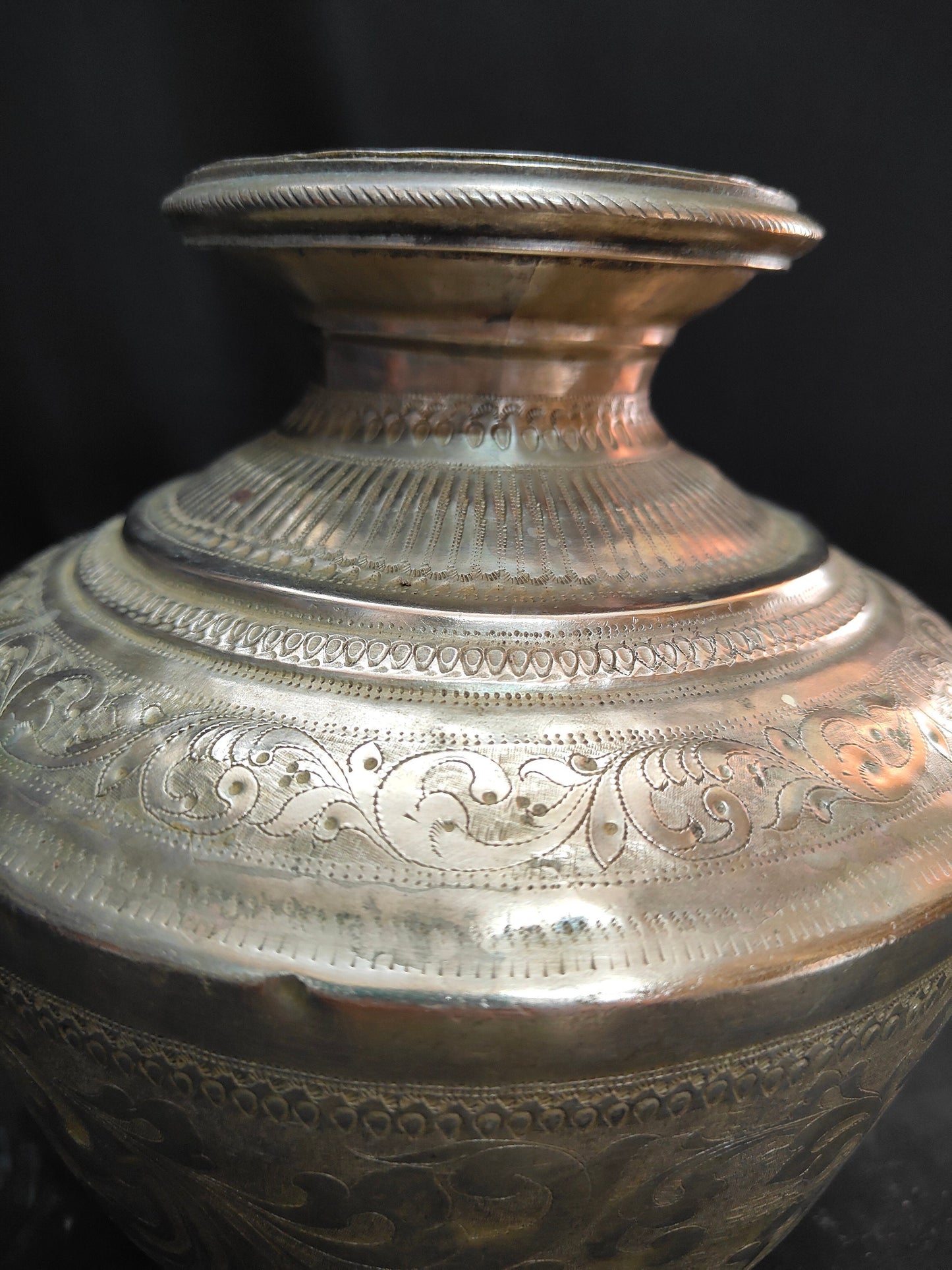 Vintage silver coated brass traditional koda , pooja holy water pot