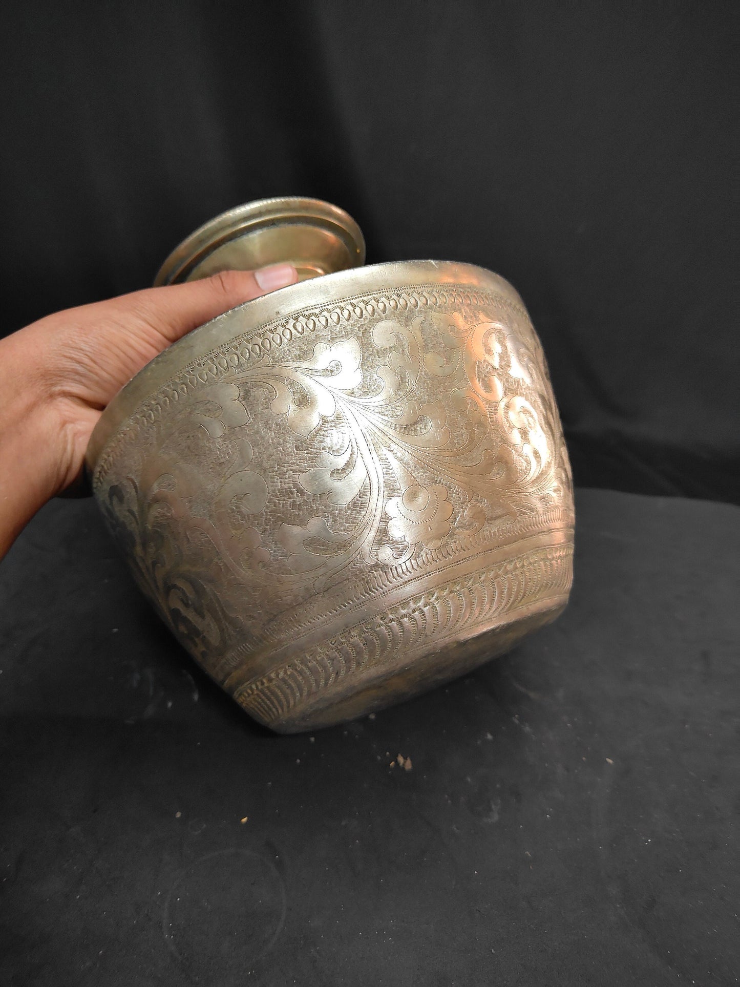 Vintage silver coated brass traditional koda , pooja holy water pot