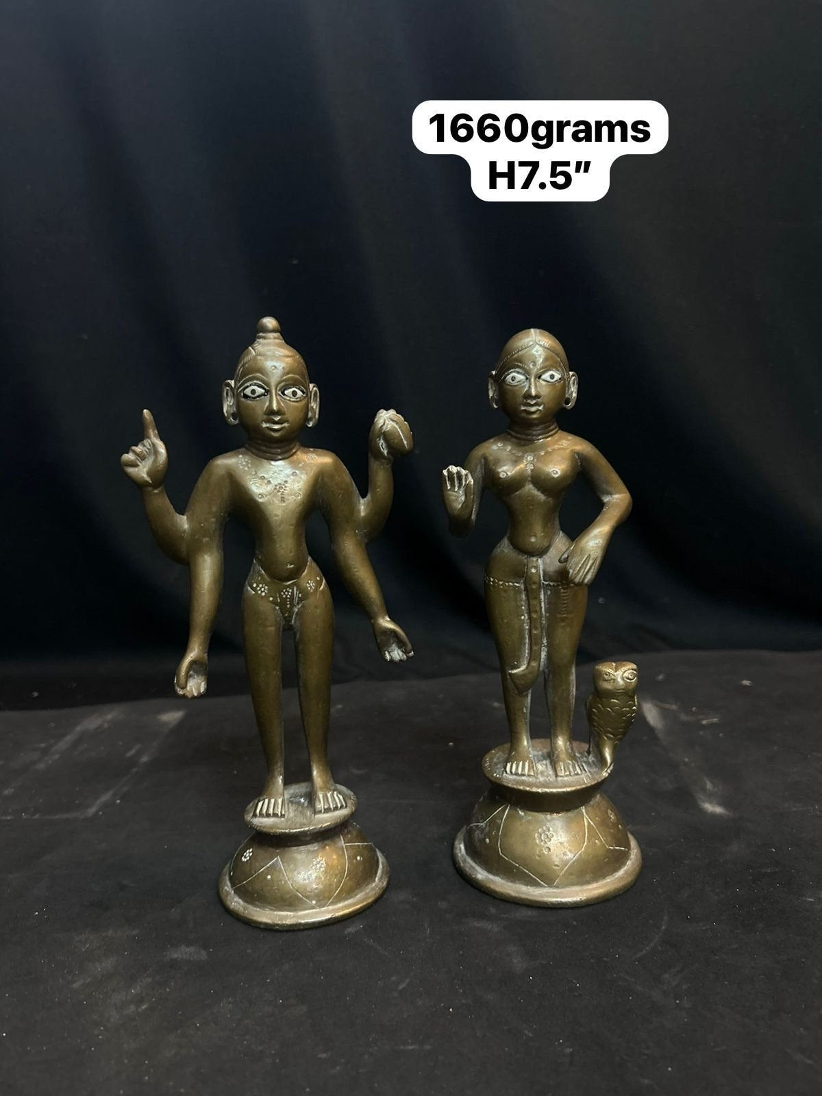 Vintage bronze cast Lakshmi Narayana idols from deccan