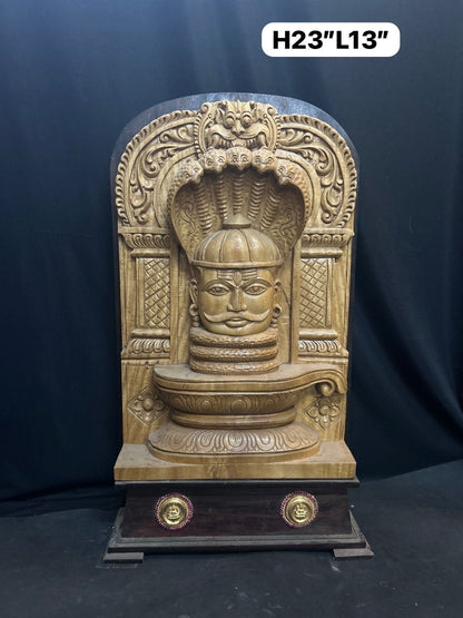 White Teak carved Mukha Linga