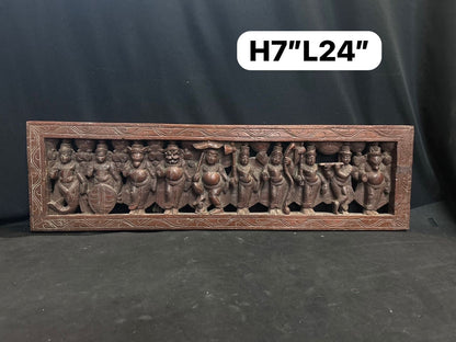 Vintage wooden carved Dashavatara Panel