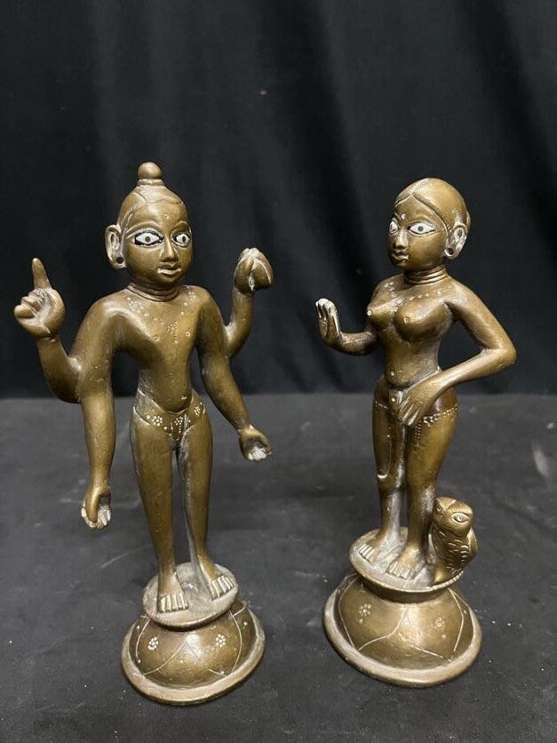 Vintage bronze cast Lakshmi Narayana idols from deccan