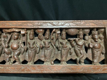 Vintage wooden carved Dashavatara Panel