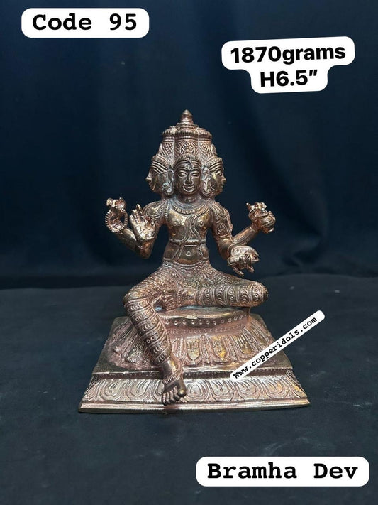 Copper casted Bramha idol