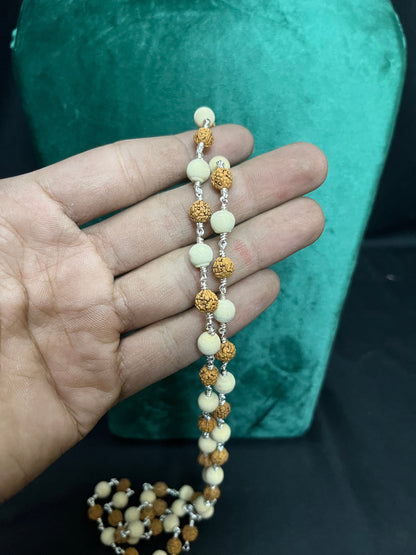 Silver made Rudrakshi Tulsi mala