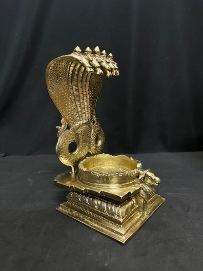 Panchaloha hand crafted nandi peeta with shesha naga prabhavali , Nandi naaga peeta for shiva linga