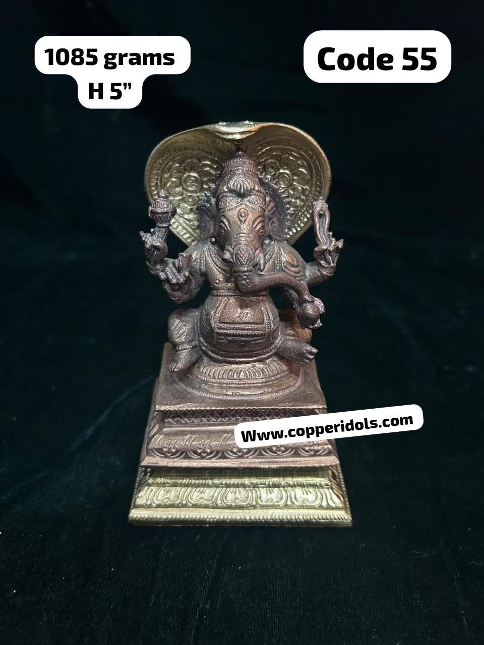 Prasiddh copper idol present panchaloha handcrafted idol of Ganesha, naga ganapati