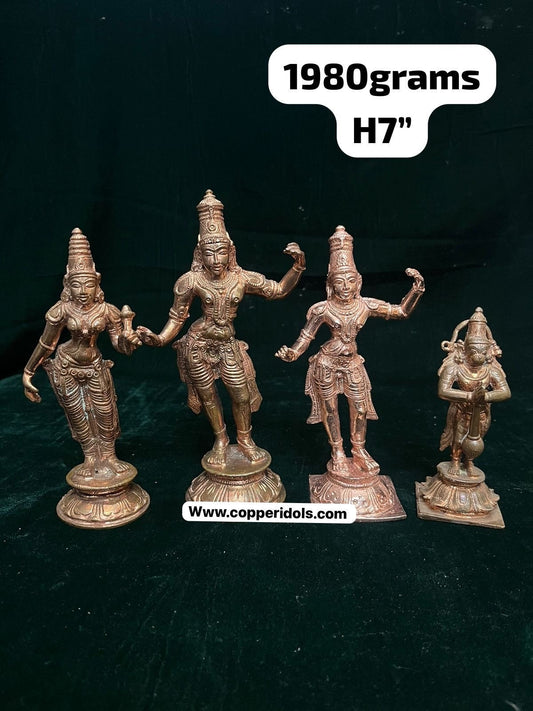 Prasiddh copperidols presents Rama parivar Seeta Lakshmana Hanumad sameta Sri Ramachandra swamy (family set)