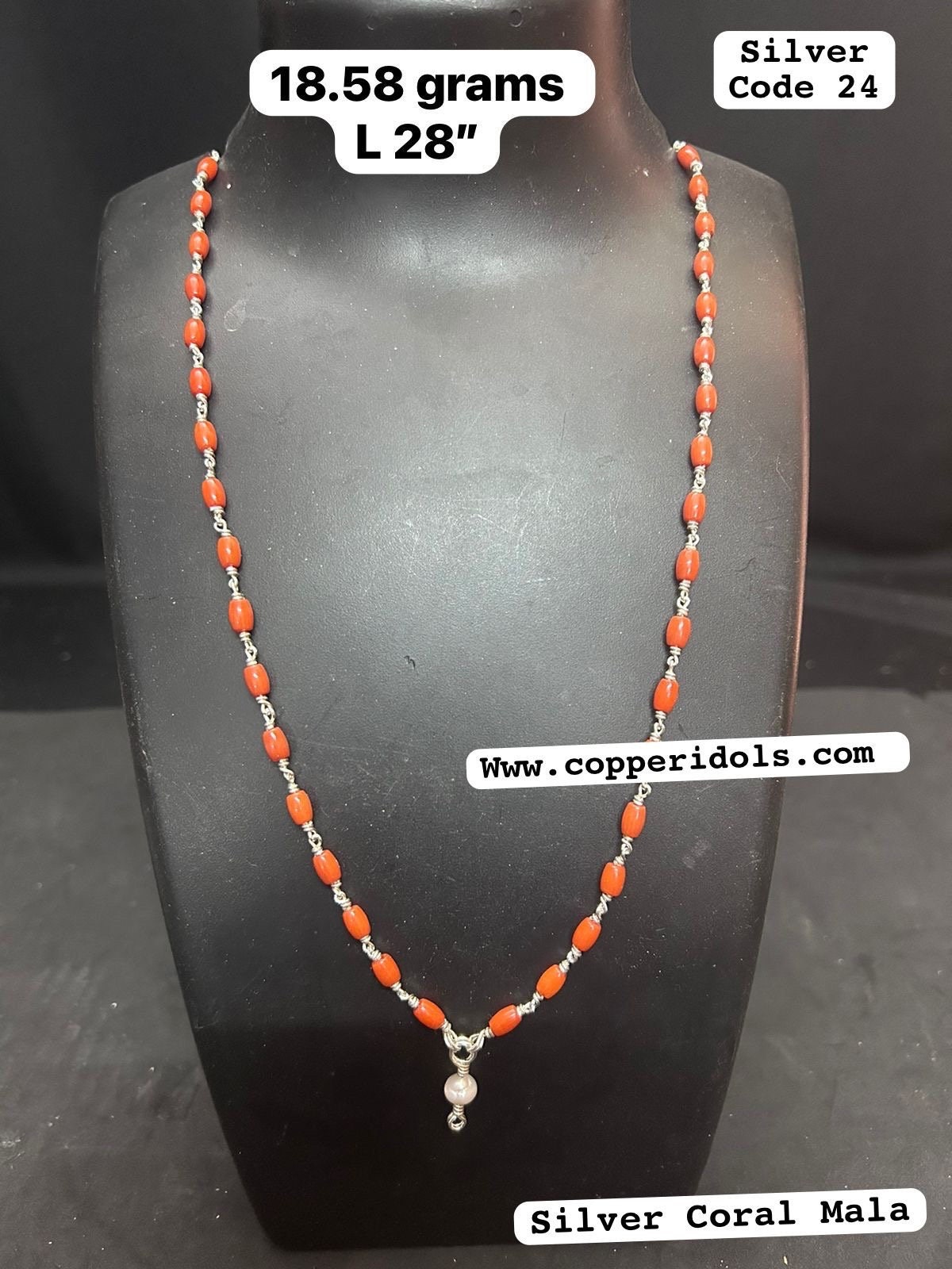 Silver made Coral mala