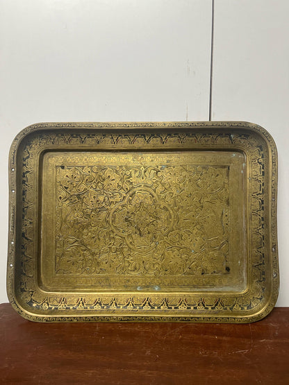 Vintage brass made handcrafted heavy guage rectangular tray