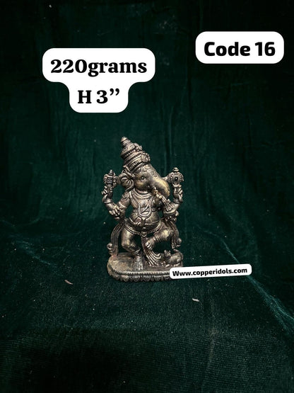 Prasiddh copper idols presents Antique polished Narthana Ganapati dancing Ganesha Vinayaka / Natya Ganesha