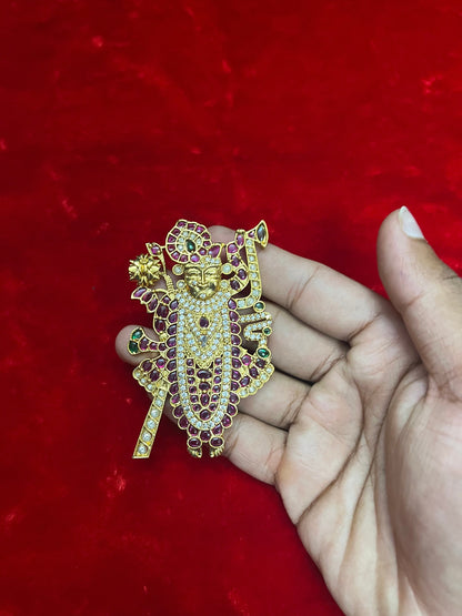 Panchaloha made gold plated padakam of Srinathji, Dwarkadish , Dwarka krishna