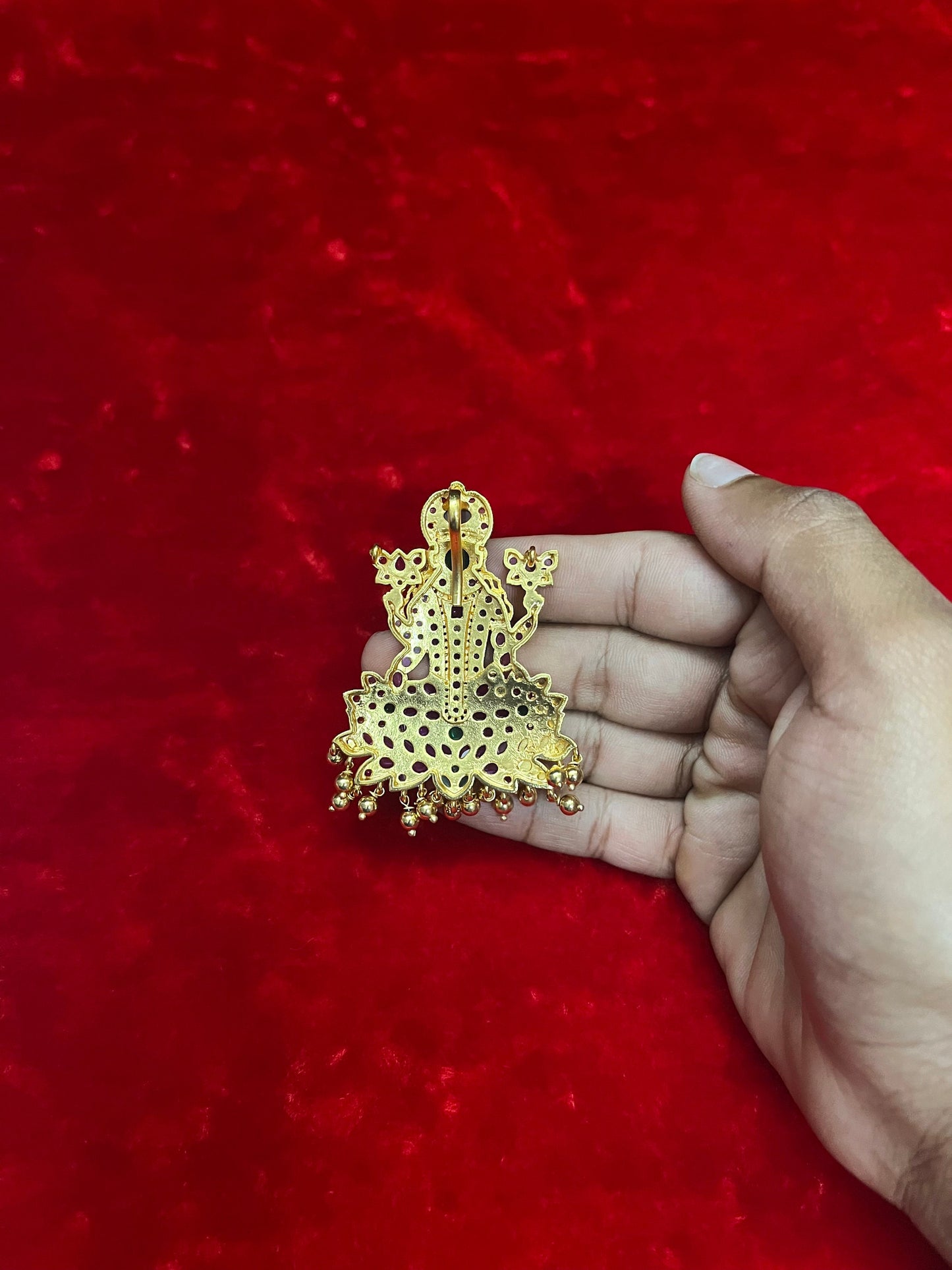 Panchaloha made gold plated padakam of Mahalakshmi