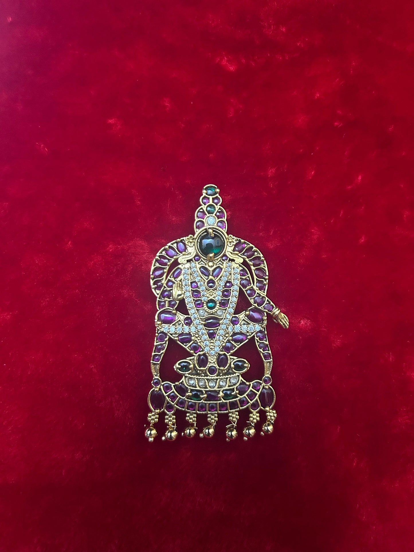 Panchaloha made kundan gen set Ayappa pendant for decoration