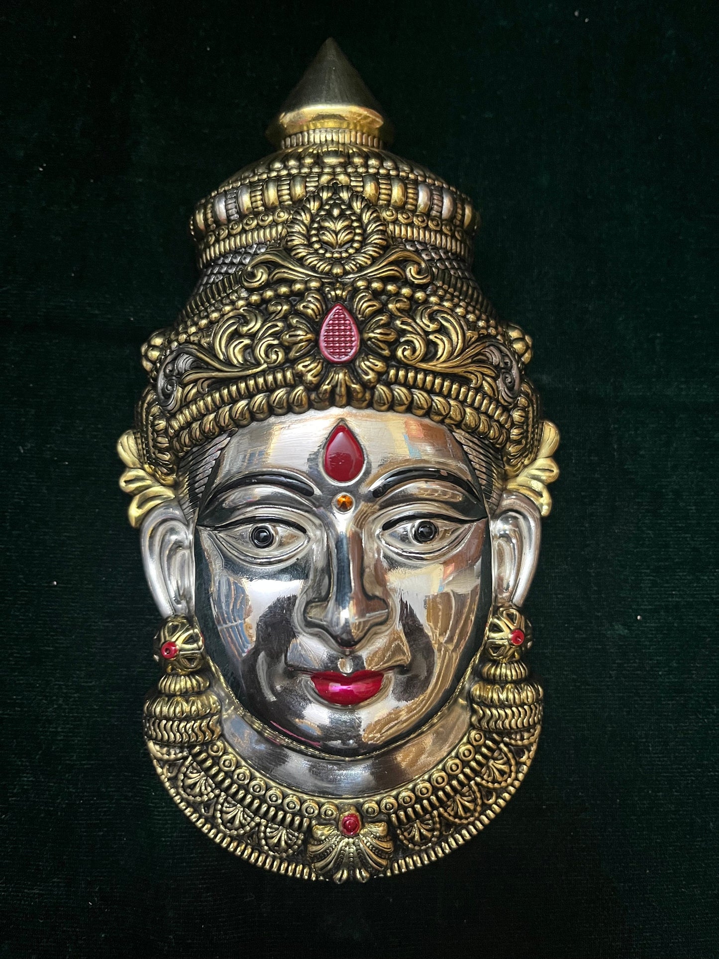 Prasiddh copper idol presens silver idol of gowri face/gouri mukhawada