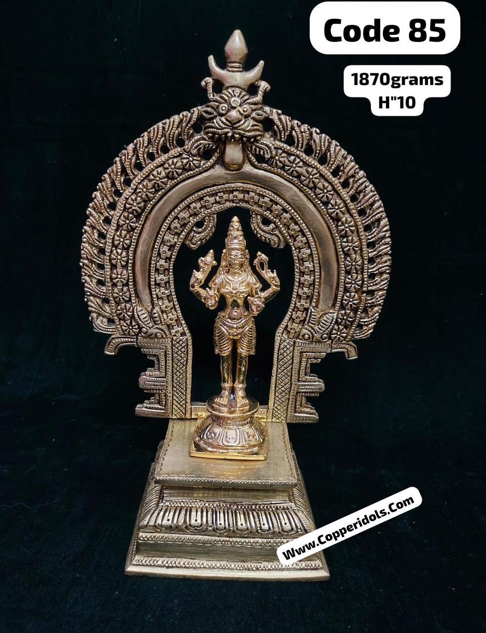 Prasiddh copper idols presents panchaloha idol of kamakshi with peeta prabhavali