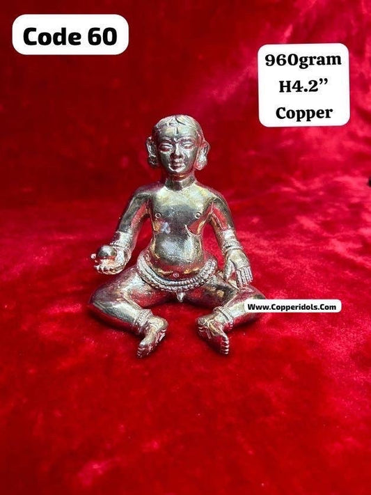 Copper made bala krishna/ Butter ball krishna/ Navaneeta krishna/Little krishna