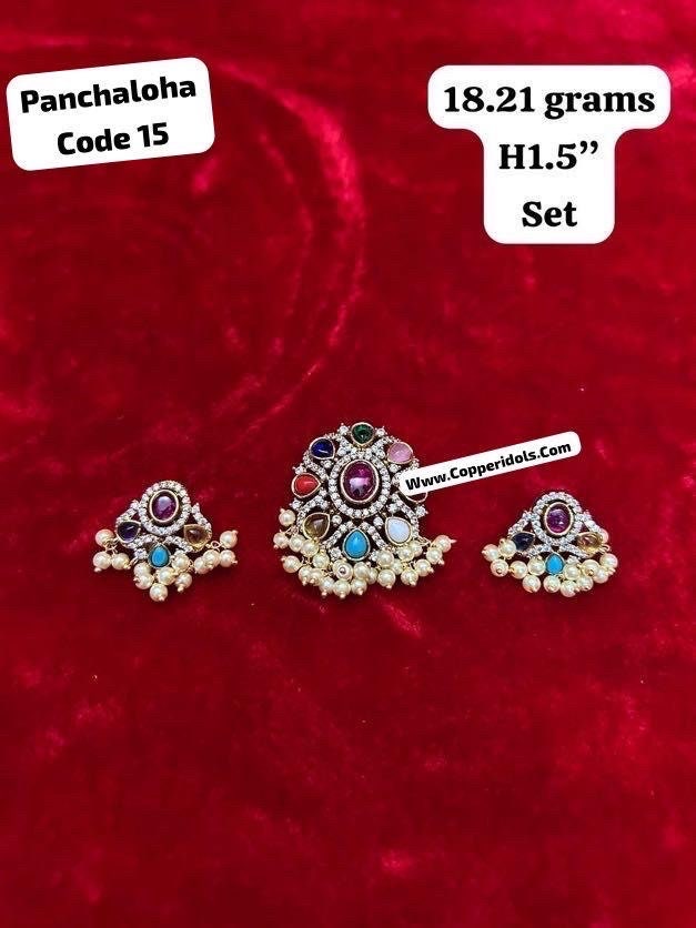 Panchaloha made stone pendent set for pooja decorations