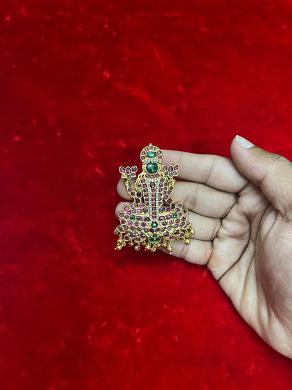 Panchaloha made gold plated padakam of Mahalakshmi