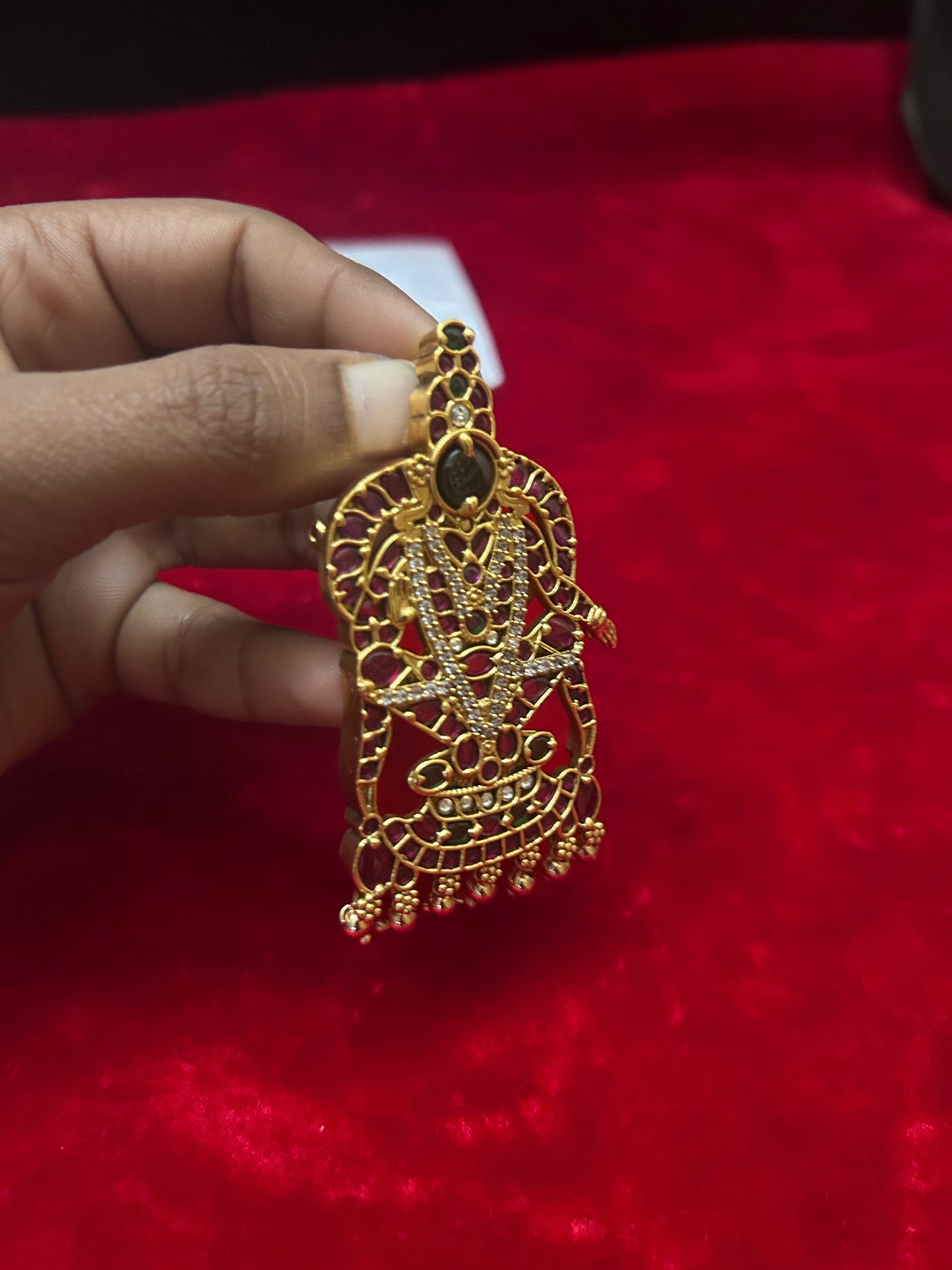 Panchaloha made kundan gen set Ayappa pendant for decoration