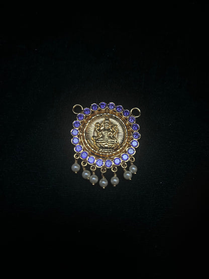 Silver made stone studded pendant for god decoration (padakam)